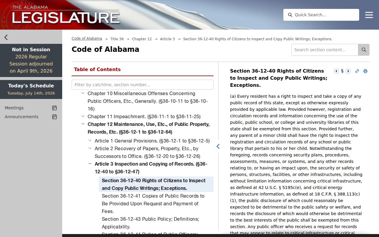 Henry County Circuit Clerk court records Alabama public records access statute