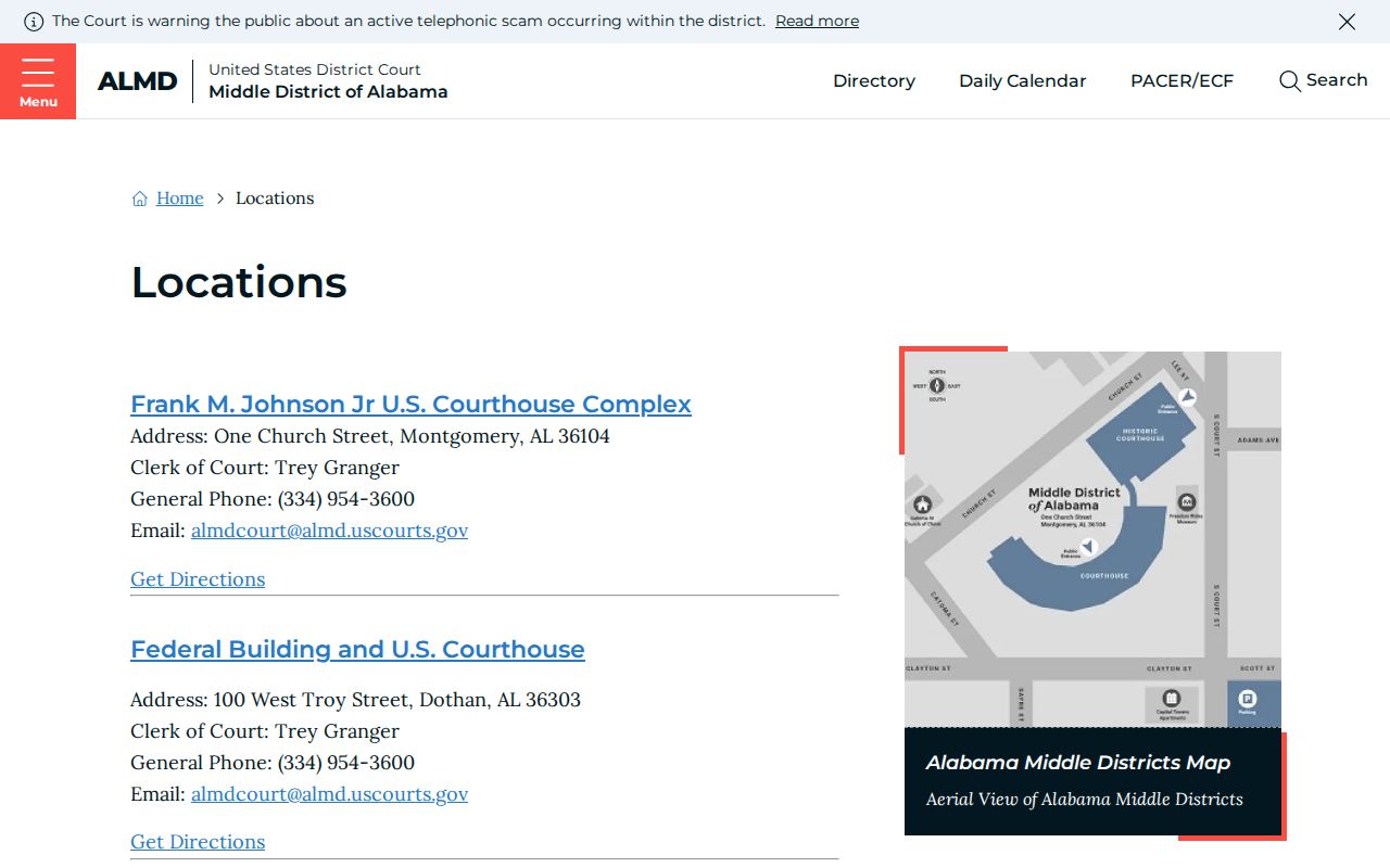 Henry County District Court records Middle District federal locations