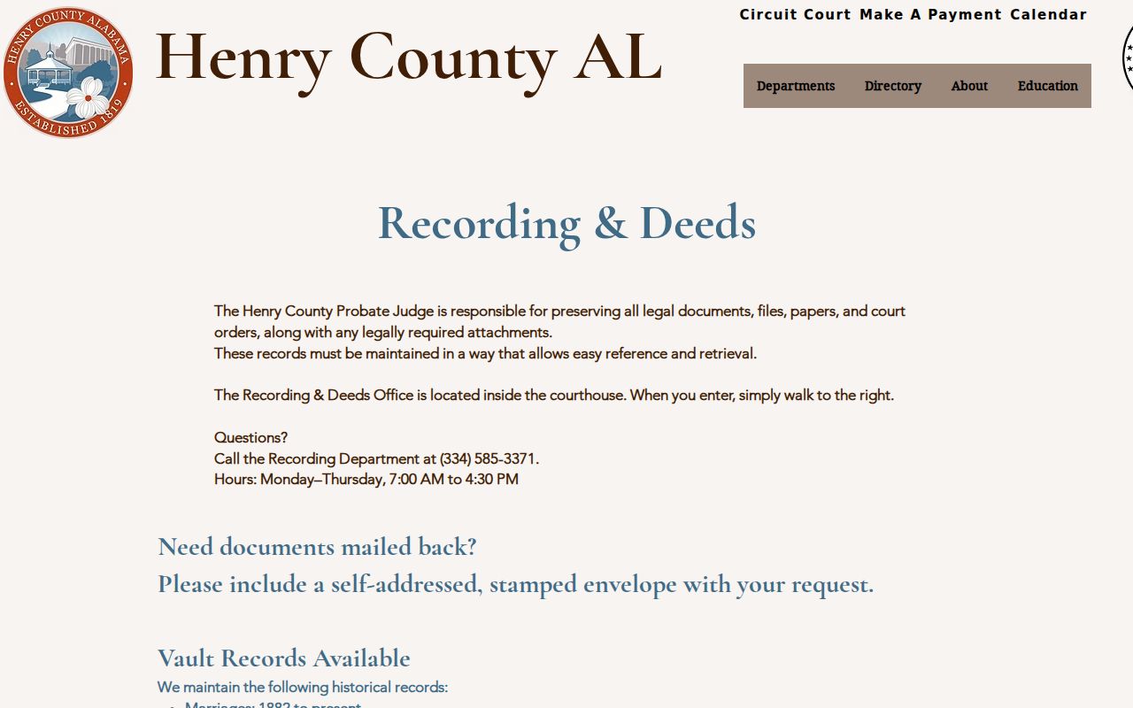 Henry County marriage and divorce records Recording and Deeds page