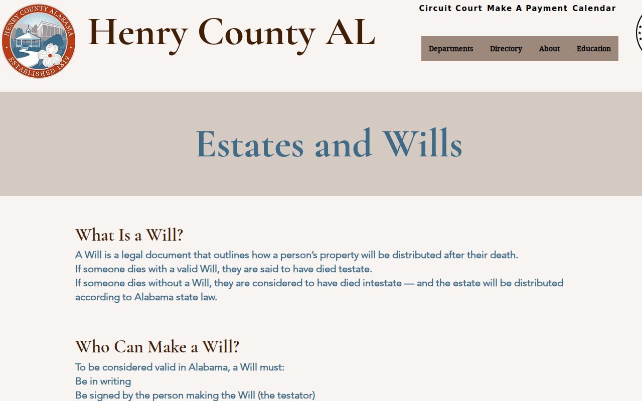 Henry County Probate Court records estates and wills page