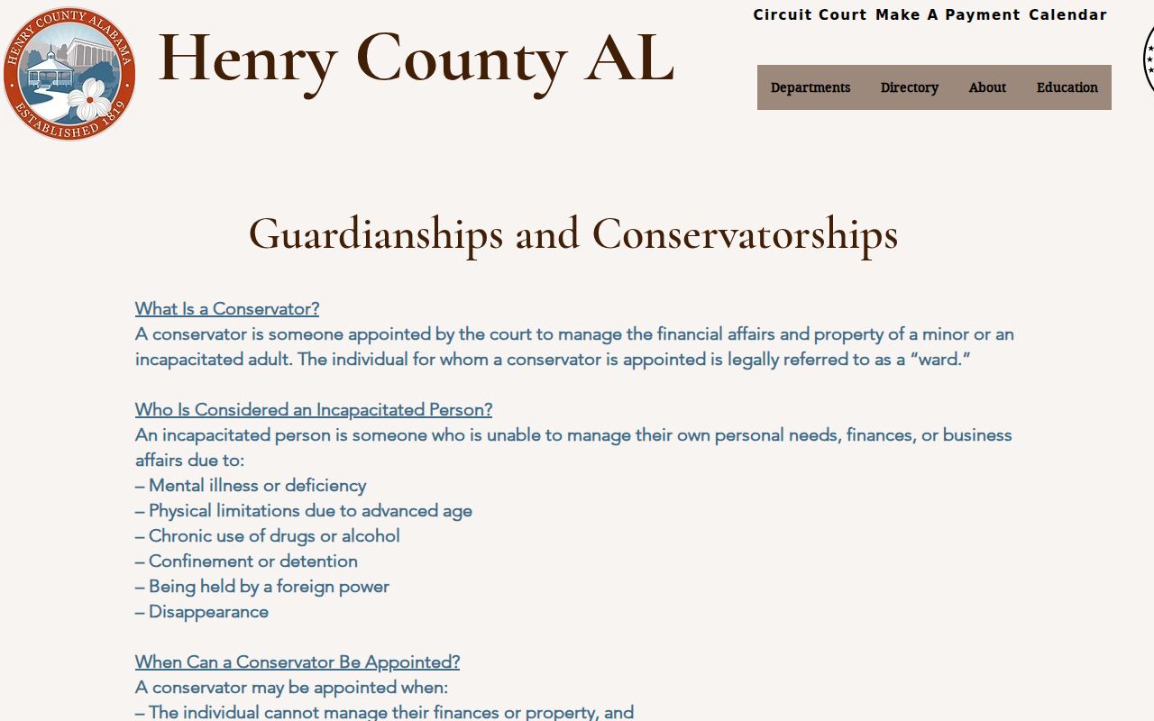 Henry County Probate Court records guardianships and conservatorships page