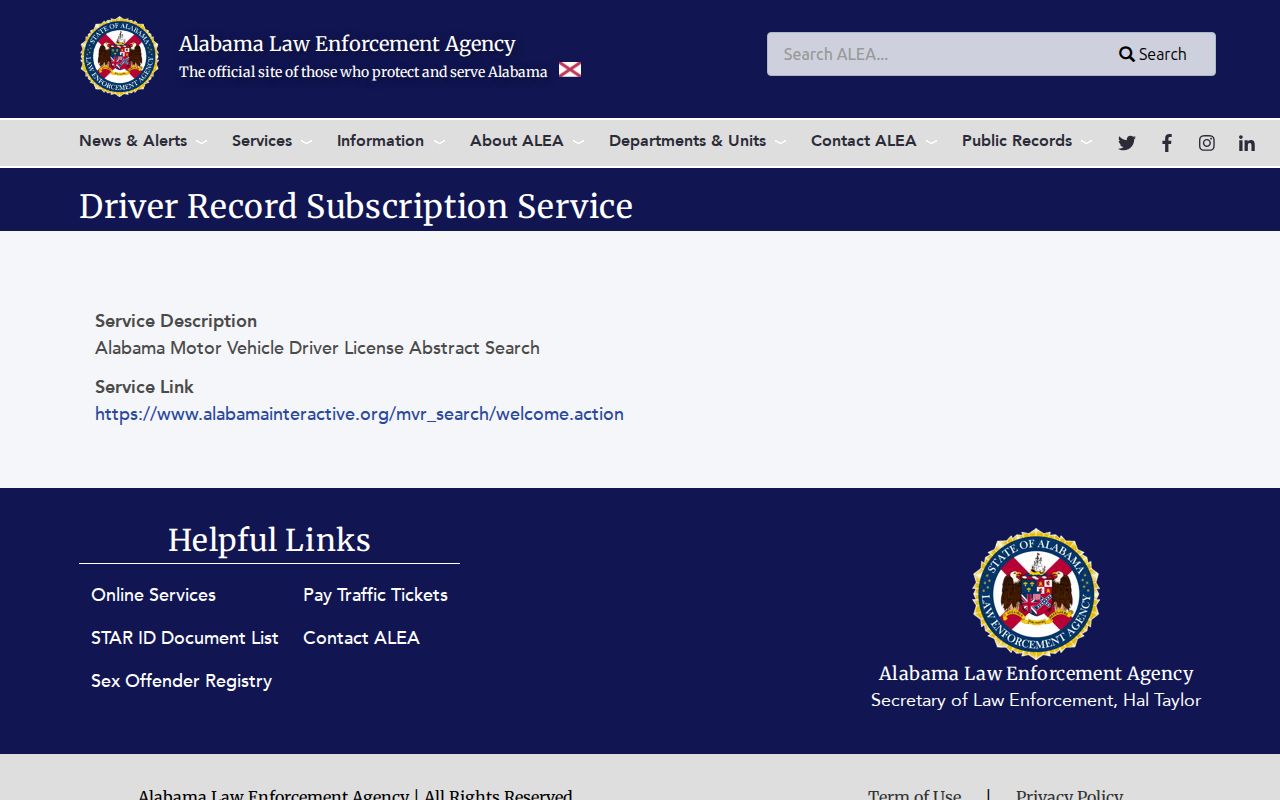 Henry County traffic court records ALEA driver record subscription service