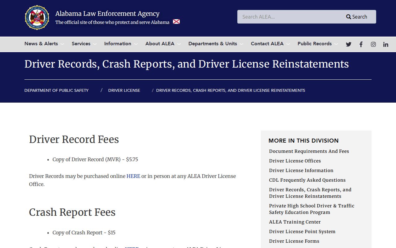 Henry County traffic court records ALEA driver records and crash reports